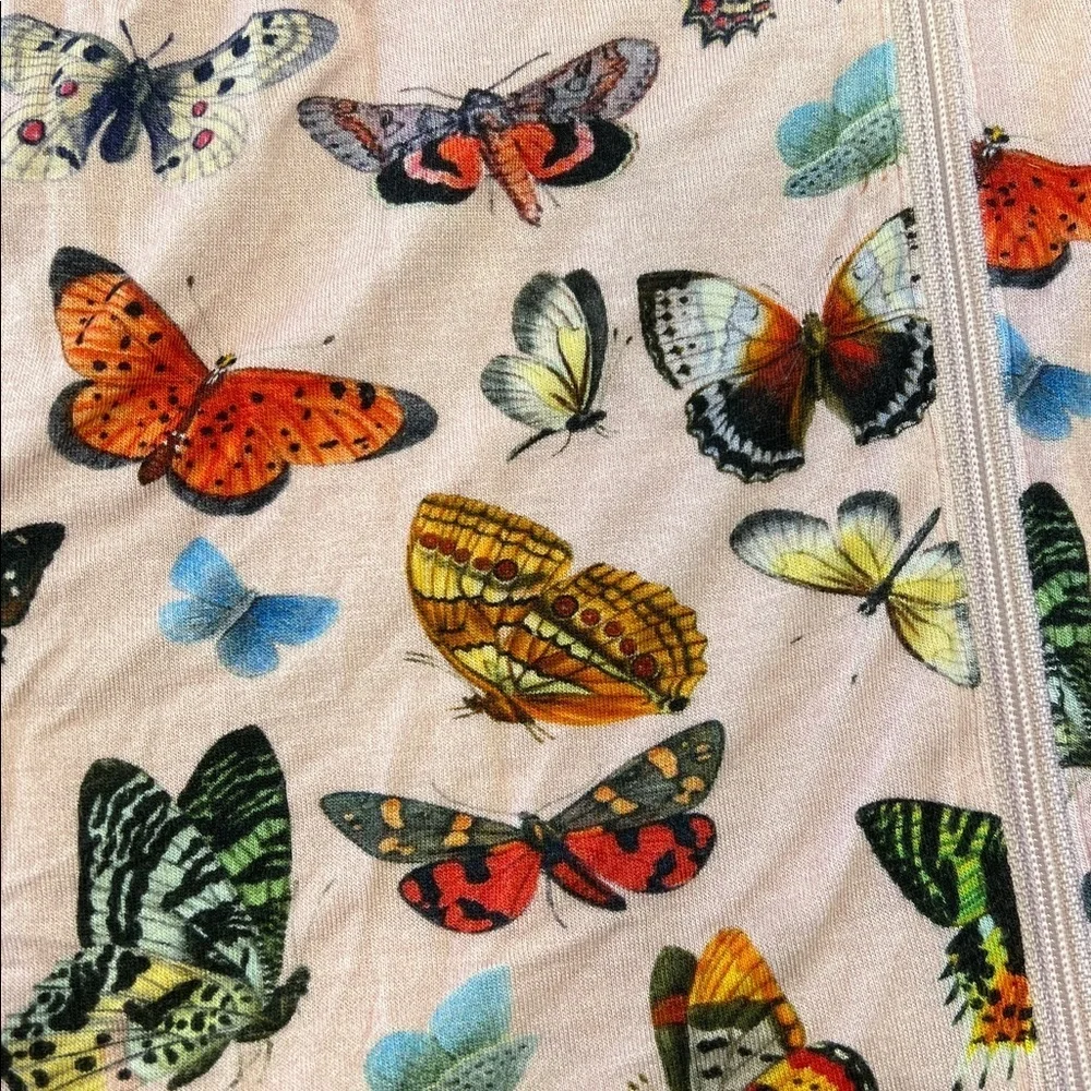 Posh peanut bamboo floral butterfly reversible hoodie sweatshirt size 3-4 - Picture 3 of 9